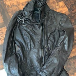 Allsaints brown leather jacket sz 6